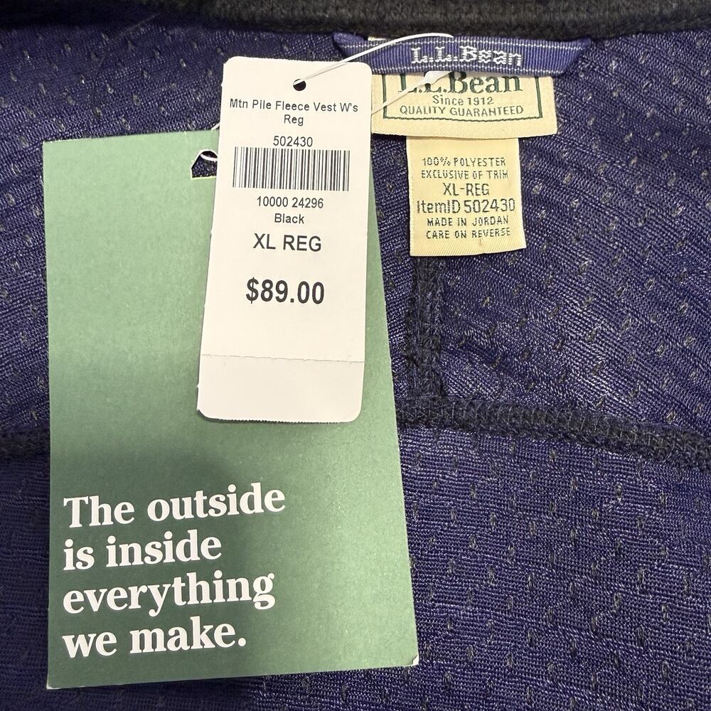 L.L. Bean Women's MOUNTAIN PILE FLEECE VEST Size XL Black Sherpa Zip Pockets NEW - Picture 8 of 11